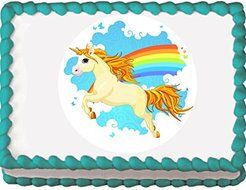 Unicorn and Rainbow Edible Cake Topper