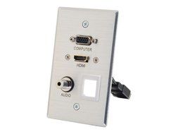 C2G / Cables To Go 39705 HDMI, VGA, 3.5MM Audio Pass Through Single Gang Wall Plate with One Keystone, Aluminum