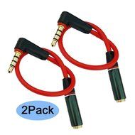 Seadream 2Pack 6 inch 4-Pole 3.5mm Male Right Angle to 3.5mm Female Stereo Audio Cable Headset Extension Cable... N2