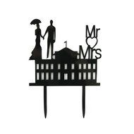 Ecape Sweet Heart Wedding Cake Topper Bride and Groom Bridal Cake Toppers Couple Cake Toppers with Art Words Mr...