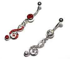 Kathy store INC 316L Surgical Steel White/Pink Music Symbol Dangle Surgical Steel Belly Navel Bar Ring Body Jewelry... N4