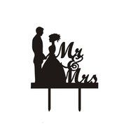 Ecape Sweet Heart Wedding Cake Topper Bride and Groom Bridal Cake Toppers Couple Cake Toppers with Art Words Mr... N3