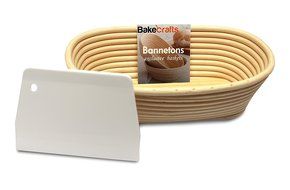 Bakecrafts - [10-inch] Handmade Oval Banneton Proofing Basket &amp; FREE Dough Scraper Bonus - Perfect For Baking... N4