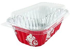 Handi-Foil 1 lb. Red Christmas Holiday Snowman Aluminum Foil Mini-Loaf Pan w/Clear Dome Lid (100) N4