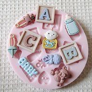 Sher ABC BABY Silicone Mold Fondant Molds Sugar Craft Tools Chocolate Mould For Cakes