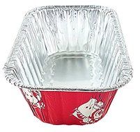 Handi-Foil 1 lb. Red Christmas Holiday Snowman Aluminum Foil Mini-Loaf Pan w/Clear Dome Lid (100) N6