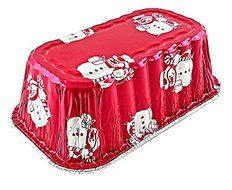 Handi-Foil 1 lb. Red Christmas Holiday Snowman Aluminum Foil Mini-Loaf Pan w/Clear Dome Lid (100) N8
