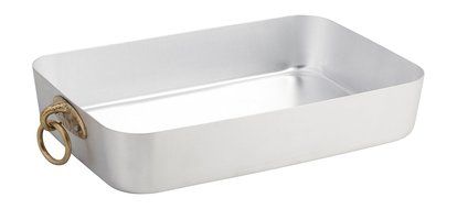 Ottinetti 10.2" x 7" "Donna" Brushed Aluminium Roasting Pan With Ring, Medium, Silver