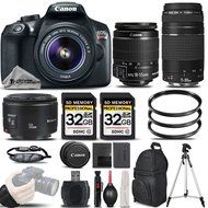 Canon EOS Rebel T6 DSLR Camera + Canon 18-55mm IS II Lens + Canon EF 75-300mm III Telephoto Lens + Canon EF 50mm...