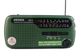 DEGEN Portable FM Radio FM MW SW Hand Generator Solar Emergency Radio World Receiver with Cell Phone MP3 MP4 Charger... N5