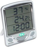 VeeGee Maximum and Minimum Digital Dual-Scale Thermometer, with Hygrometer and Clock, 0 to 50 Degree C and 32...