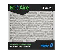 Eco-Aire 21 x 21 x 1 Premium MERV 8 Pleated Air Conditioner Filter, 6 Pack