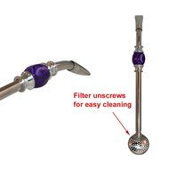 RECHERE Stainless Steel Yerba Mate Tea Bombilla Gourd Drinking Straw Filter Silver (Purple) N2