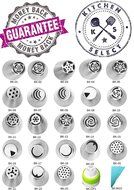 25 PIECE Russian Icing Piping Tips | COMPLETE Set | BONUS Coupler &amp; Reusable Silicone Pastry Bag | Cake/Cupcake...