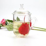 2pcs Silicone Mini Owl Tea Bag,Ezeso Reusable Tea Filter Infuser Strainer for Coffee Herb Punch (Red + Grey)