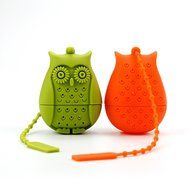 2pcs Silicone Mini Owl Tea Bag,Ezeso Reusable Tea Filter Infuser Strainer for Coffee Herb Punch (Red + Grey) N3