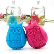 2pcs Silicone Mini Owl Tea Bag,Ezeso Reusable Tea Filter Infuser Strainer for Coffee Herb Punch (Red + Grey) N4