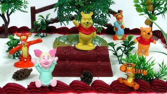 ONE HUNDRED ACRE WOODS Winnie the Pooh 12 Piece Birthday Cake Topper Set Featuring Winnie the Pooh Figures and... N2