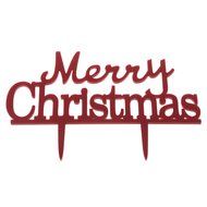 Plastic Red Pick Merry Christmas Cake Topper Xmas Decorations