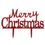 Plastic Red Pick Merry Christmas Cake Topper Xmas Decorations N2