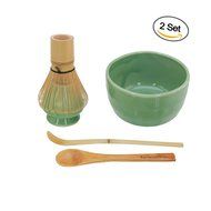 BambooMN Brand - Matcha Bowl Set (Includes Bowl, Rest,Tea Whisk, Chasaku, &amp; Tea Spoon) 1 Set White