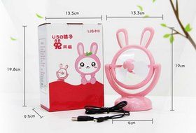 Special Life Mini High Velocity Personal Fan, Cute Creative Cartoon Rabbit USB Fan, 180 Degree Rotatable, Portable... N4