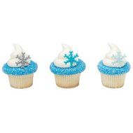 Frosted Snowflake Cupcake Rings - 24 pc