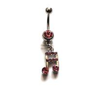 Kathy store INC 316L Surgical Steel White/Pink Music Symbol Dangle Surgical Steel Belly Navel Bar Ring Body Jewelry... N6