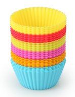 Artestia Premium Nonstick Silicone Baking Cups / Cupcake Liners with Clear Storage Container, Set of 24 in 6 Vibrant...