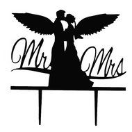Ecape Sweet Heart Wedding Cake Topper Bride and Groom Bridal Cake Toppers Couple Cake Toppers with Art Words Mr... N5