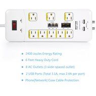 [UFO All-In-One Charging Center] 4-Outlet Surge Protector with Four (4) USB Charging Ports (4.2A) , 100V-240V... N10