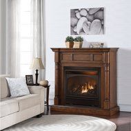 Duluth Forge Full Size Dual Fuel Vent Free Gas Fireplace - 32,000 BTU, Remote Control, Walnut Finish N3