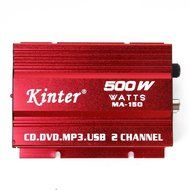 Mini Car Motorcycle MP3 Hi-Fi Stereo Audio Amplifier with Cable Wires Red N2