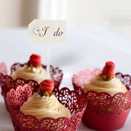 Paper Star I do Cake Topper Cupcake Pick Wedding Party Decor Pack of 10 - Beige N5
