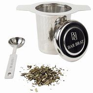 Tea Infuser Strainer + Spoon by Bar Brat / Premium Micro Filter Stainless Steel Steeper / 110 Cocktail Shaker...