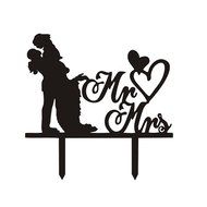 Ecape Wedding Cake Toppers Acrylic Bride and Groom Bridal Cake Toppers with Art Words Mr and Mrs for Cake Decoration N12