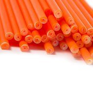 x50 114mm x 4mm Orange Coloured Plastic Lollipop Cakepop Sticks by Loypack