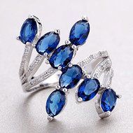 Charming Jewelry Sapphire Gemstone 925 Silver Women Ring Wedding Engagement size8