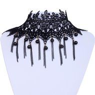 Black Lace Choker Victorian Gothic Collar Necklace Pendant Jewelry N5