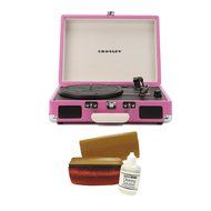 Crosley CR8005API Cruiser Portable Turntable (Pink) w/ Crosley Record Cleaning Kit