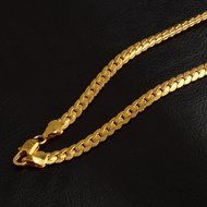 Fashion 18K Gold Plated Stainless Steel Flat Necklace Chain Women Men Jewelry N2