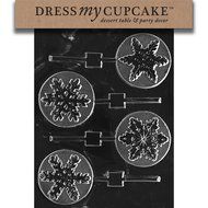 Dress My Cupcake Chocolate Candy Mold, Assorted Snowflakes Lollipop, Christmas