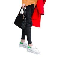 Spritech(TM) Men Women Unisex Fashion PU Leather Lace Up Lovers Casual Flat Sneaker Shoes White and Black 38 N9