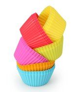 Artestia Premium Nonstick Silicone Baking Cups / Cupcake Liners with Clear Storage Container, Set of 24 in 6 Vibrant... N2