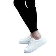 Spritech(TM) Men Women Unisex Fashion PU Leather Lace Up Lovers Casual Flat Sneaker Shoes White and Black 38 N14