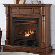 Duluth Forge Full Size Dual Fuel Vent Free Gas Fireplace - 32,000 BTU, Remote Control, Walnut Finish N4