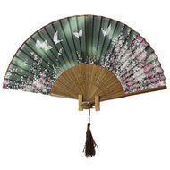 Beautiful Sakura Folding Hand Fan Silk Handheld Fan Bamboo, G