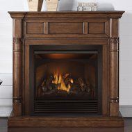 Duluth Forge Full Size Dual Fuel Vent Free Gas Fireplace - 32,000 BTU, Remote Control, Walnut Finish N5