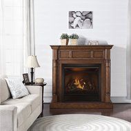 Duluth Forge Full Size Dual Fuel Vent Free Gas Fireplace - 32,000 BTU, Remote Control, Walnut Finish N6