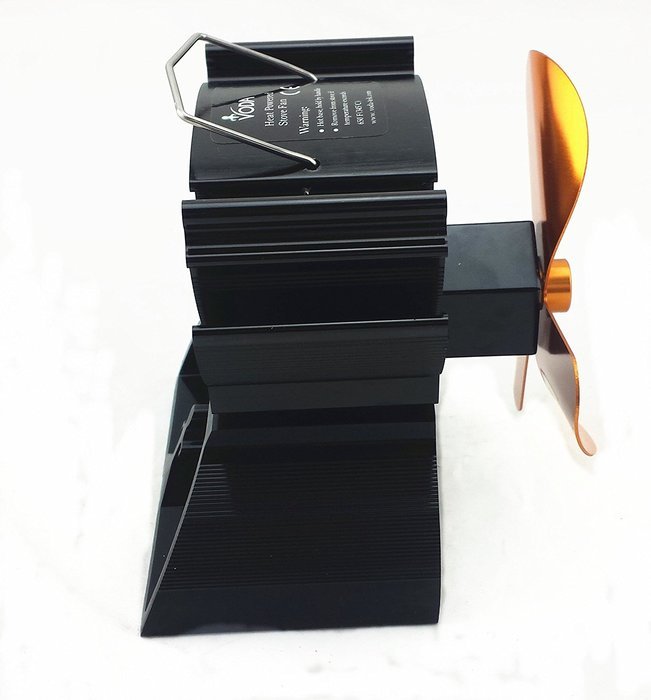12.5cm Mini Heat Powered Stove Fan For Small Space Wood / Log Burner/Fireplace - Eco Friendly(Black) N11
